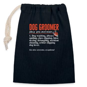 Salon de coiffure pour chiens - Sac cadeau en coton avec cordon (14 x 20 cm) - bleu marine - Devant