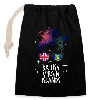 British Virgin Islands - Closable cotton gift bag (14x20cm) - black - Front