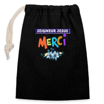 CHRISTIAN ITEMS - Closable cotton gift bag (14x20cm) - black - Front