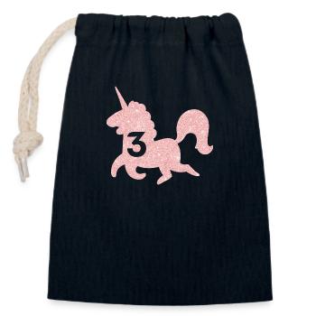 3rd Anniversary Unicorn - Closable cotton gift bag (14x20cm) - navy - Front