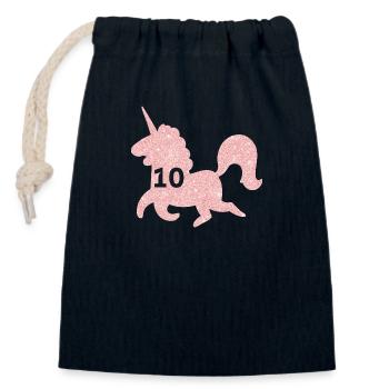 10th Anniversary Unicorn - Closable cotton gift bag (14x20cm) - navy - Front