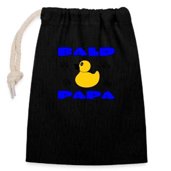 BALD PAPA - Closable cotton gift bag (14x20cm) - black - Front