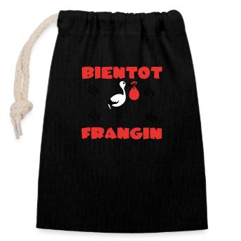 BIENTOT FRANGIN - Sac cadeau en coton avec cordon (14 x 20 cm) - noir - Devant