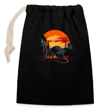 Opossum - Closable cotton gift bag (14x20cm) - black - Front