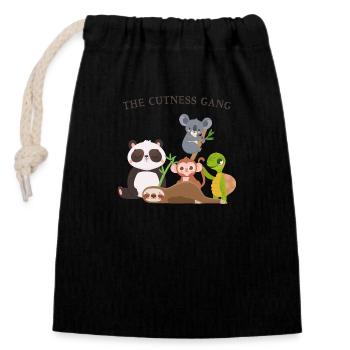 Le gang de la mignonnerie - Sac cadeau en coton avec cordon (14 x 20 cm) - noir - Devant