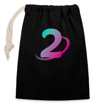 Number 2 multicolor - Closable cotton gift bag (14x20cm) - black - Front