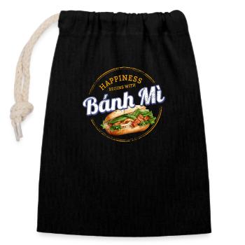 Banh Mi Street Food Baguette Retro Vietnam Souvenir - Closable cotton gift bag (14x20cm) - black - Front