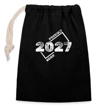 2027 - Sac cadeau en coton avec cordon (14 x 20 cm) - noir - Devant