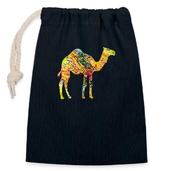 Chameau - Sac cadeau en coton avec cordon (14 x 20 cm) - bleu marine - Devant