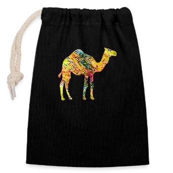 Chameau - Sac cadeau en coton avec cordon (14 x 20 cm) - noir - Devant
