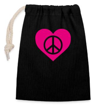 Peace Love Design – For Positive Vibes - Closable cotton gift bag (14x20cm) - black - Front