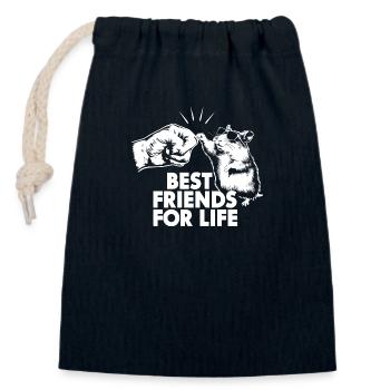 Amitié pour la vie avec les hamsters - Sac cadeau en coton avec cordon (14 x 20 cm) - bleu marine - Devant