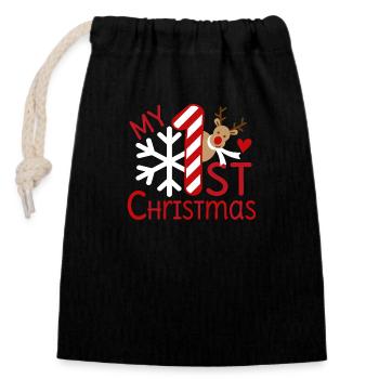 My First Christmas - Closable cotton gift bag (14x20cm) - black - Front