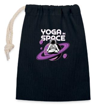 Yoga im Weltraum - Verschließbarer Geschenkbeutel aus Baumwolle (14x20cm) - Navy - Vorne