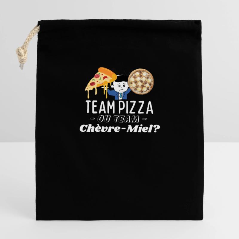 Team Pizza oder Team Chèvre-Miel? Verschließbarer Geschenkbeutel aus Baumwolle (14x20cm)