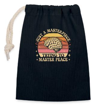 Growth through inner peace - Closable cotton gift bag (14x20cm) - navy - Front