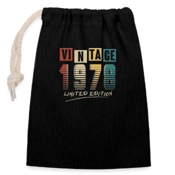 1978 Vintage 1978 né en 1978 anniversaire. Année 2 - Sac cadeau en coton avec cordon (14 x 20 cm) - noir - Devant