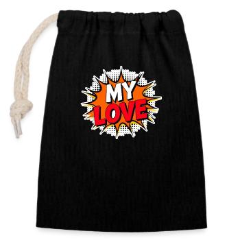 Happy Valentine's Day T-Shirt MY LOVE - Sac cadeau en coton avec cordon (14 x 20 cm) - noir - Devant