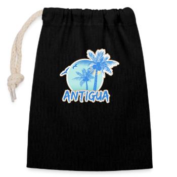 Holidays Antigua - Closable cotton gift bag (14x20cm) - black - Front