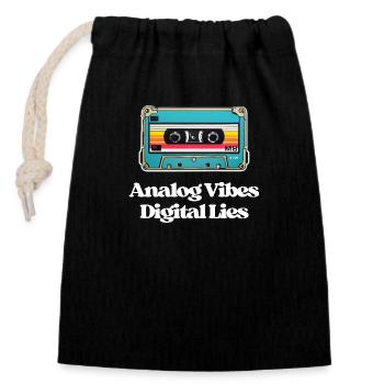Analog Vibes, Digital Lies - Closable cotton gift bag (14x20cm) - black - Front