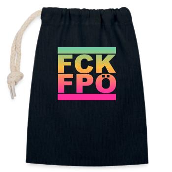 FCK FPÖ - Rainbow Colours - Against the Right - Closable cotton gift bag (14x20cm) - navy - Front