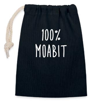 100% Moabit - Berlin - Kiez - Bezirk - Hauptstadt - Verschließbarer Geschenkbeutel aus Baumwolle (14x20cm) - Navy - Vorne