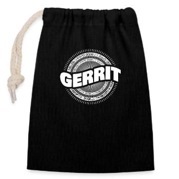 Geschenk für Gerrit - Verschließbarer Geschenkbeutel aus Baumwolle (14x20cm) - Schwarz - Vorne