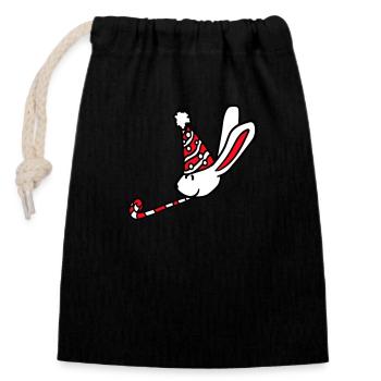 Lapin Anniversaire Années Vieux Cadeau Serviette Chapeau de fête - Sac cadeau en coton avec cordon (14 x 20 cm) - noir - Devant