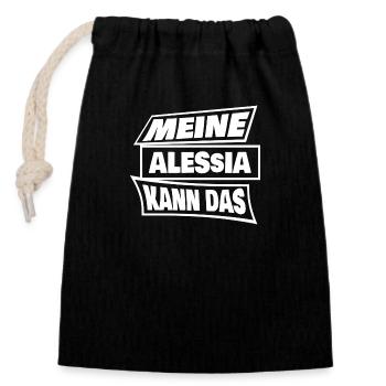 Geschenk für Alessia - Verschließbarer Geschenkbeutel aus Baumwolle (14x20cm) - Schwarz - Vorne