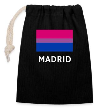 Drapeau de la Bi Pride Madrid - Sac cadeau en coton avec cordon (14 x 20 cm) - noir - Devant
