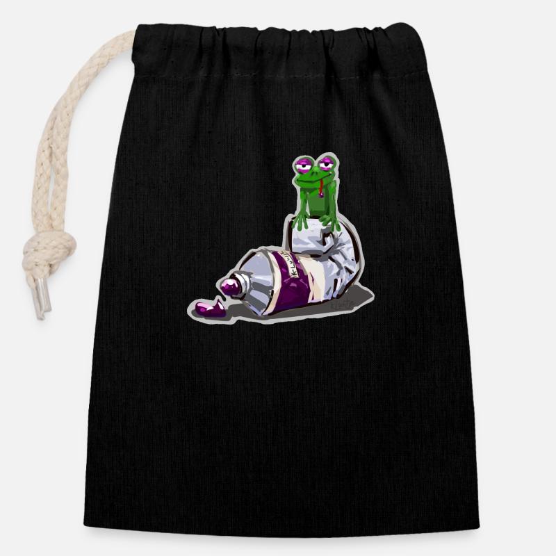 Oil Frog - Closable cotton gift bag (14x20cm) - black
