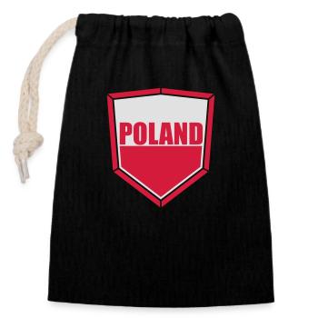 Poland Poland Polish Text Flag Football Fan - Closable cotton gift bag (14x20cm) - black - Front