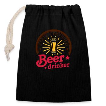 state certified beerdrinker - Verschließbarer Geschenkbeutel aus Baumwolle (14x20cm) - Schwarz - Vorne