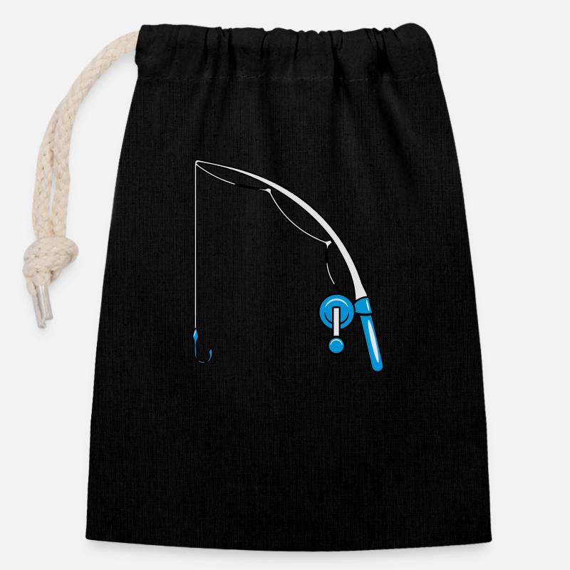 bébé enfant de pêche - Sac cadeau en coton avec cordon (14 x 20 cm) - noir