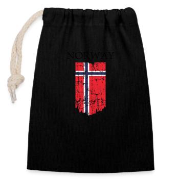 Norvège Norvège drapeau vintage - Sac cadeau en coton avec cordon (14 x 20 cm) - noir - Devant