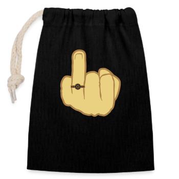 Hand wedding wedding ring - Closable cotton gift bag (14x20cm) - black - Front