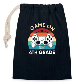 4ème classe Game on Press start ! pour les élèves - Sac cadeau en coton avec cordon (14 x 20 cm) - bleu marine - Devant