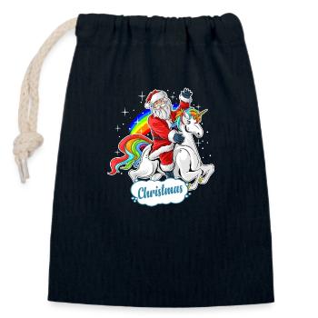Christmas again - Closable cotton gift bag (14x20cm) - navy - Front