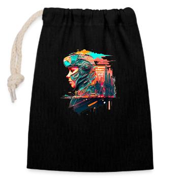 Pop Art de science-fiction avec une femme soldat comme héroïne - Sac cadeau en coton avec cordon (14 x 20 cm) - noir - Devant