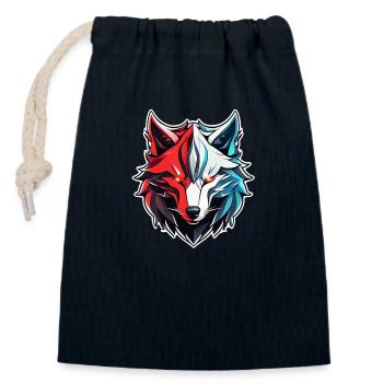Wolf Tattoo - Closable cotton gift bag (14x20cm) - navy - Front