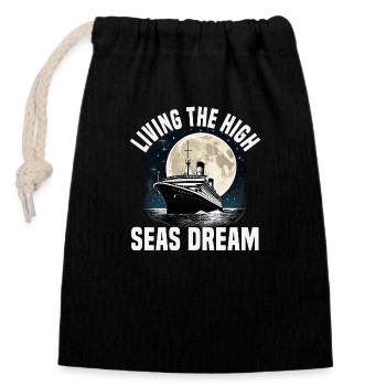 Living The High Seas Dream Cruise Ship Vacation - Verschließbarer Geschenkbeutel aus Baumwolle (14x20cm) - Schwarz - Vorne