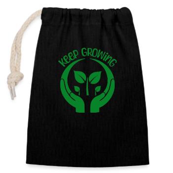 Keep Growing - Verschließbarer Geschenkbeutel aus Baumwolle (14x20cm) - Schwarz - Vorne