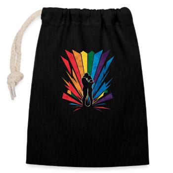LGBT, Regenbogen-Pride-Monat - Verschließbarer Geschenkbeutel aus Baumwolle (14x20cm) - Schwarz - Vorne