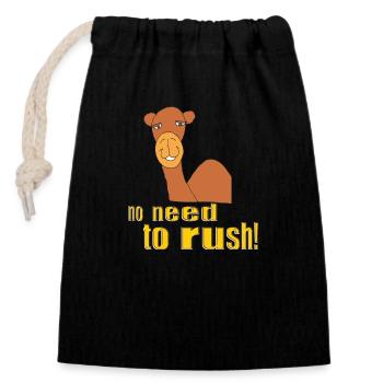 kamel no need to rush - Verschließbarer Geschenkbeutel aus Baumwolle (14x20cm) - Schwarz - Vorne