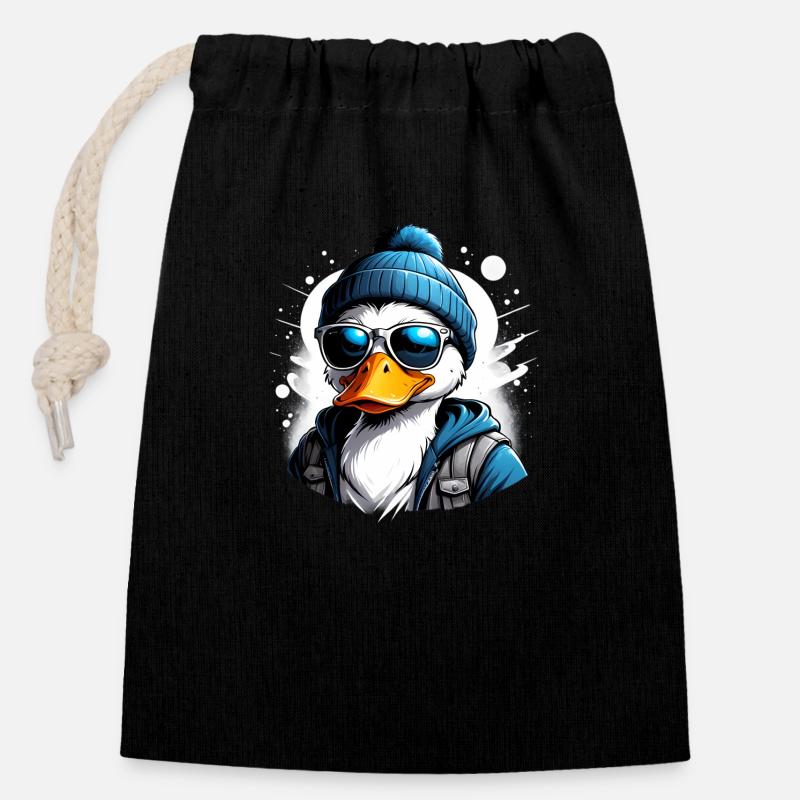 Canard Hispter - Sac cadeau en coton avec cordon (14 x 20 cm) - noir