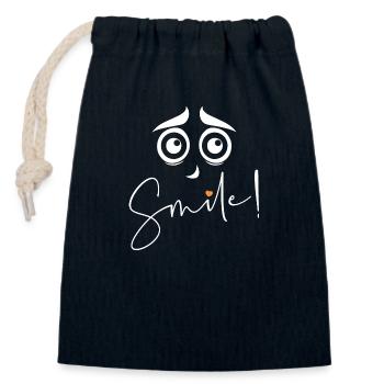 Smile - bitte Lächeln - Verschließbarer Geschenkbeutel aus Baumwolle (14x20cm) - Navy - Vorne