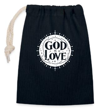 Gott ist Liebe - Verschließbarer Geschenkbeutel aus Baumwolle (14x20cm) - Navy - Vorne
