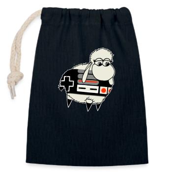 Wolly Sheepling Retro Controller - Verschließbarer Geschenkbeutel aus Baumwolle (14x20cm) - Navy - Vorne