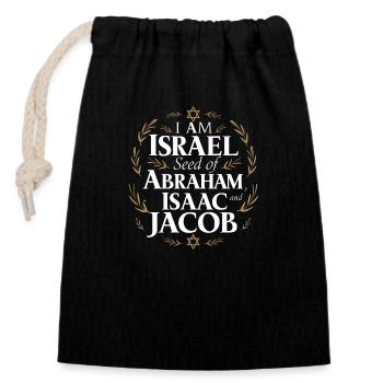 Hebräisches Erbe: Israel, Nachkommen Abrahams - Verschließbarer Geschenkbeutel aus Baumwolle (14x20cm) - Schwarz - Vorne