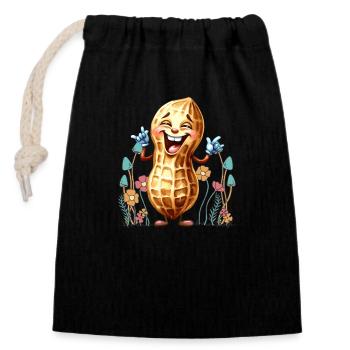Fleurs d’arachide Nature Nature Lover - Sac cadeau en coton avec cordon (14 x 20 cm) - noir - Devant
